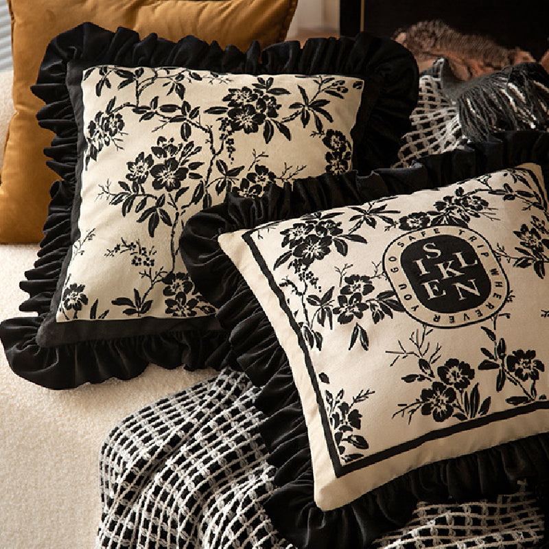2design monotone floral frill cushion