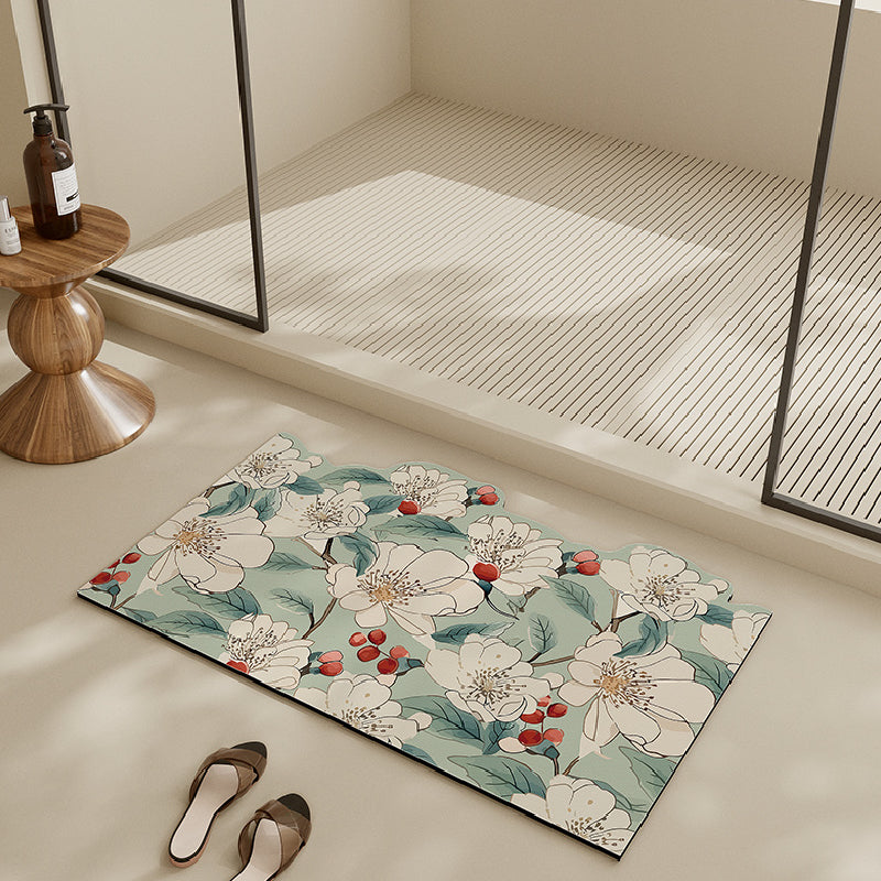 green elegance flower bath mat