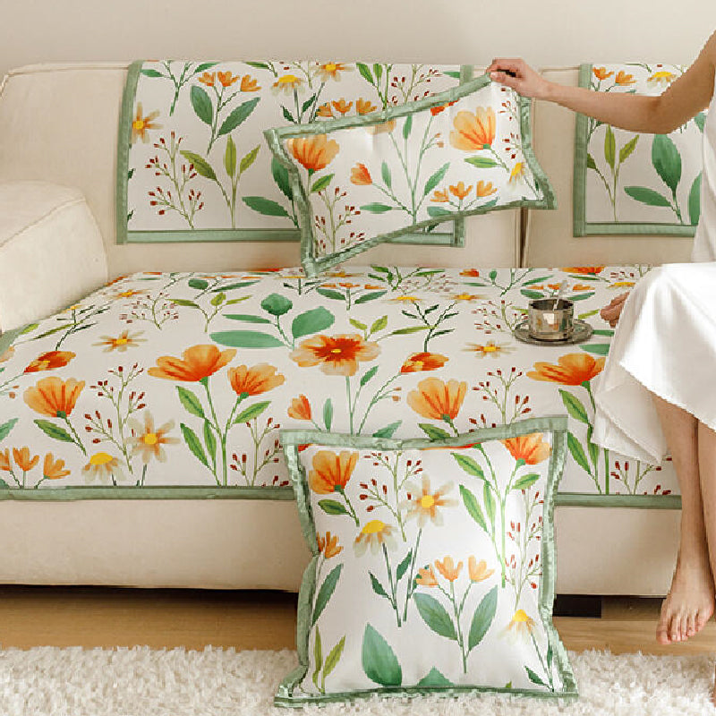 3design summer green botanical sofa cover