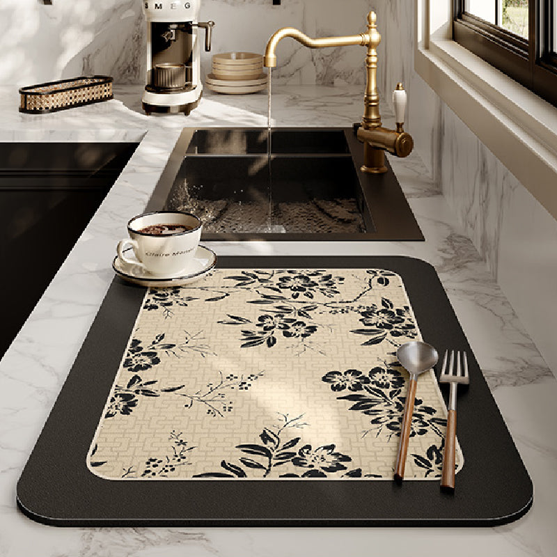 2design monotone floral sink mat