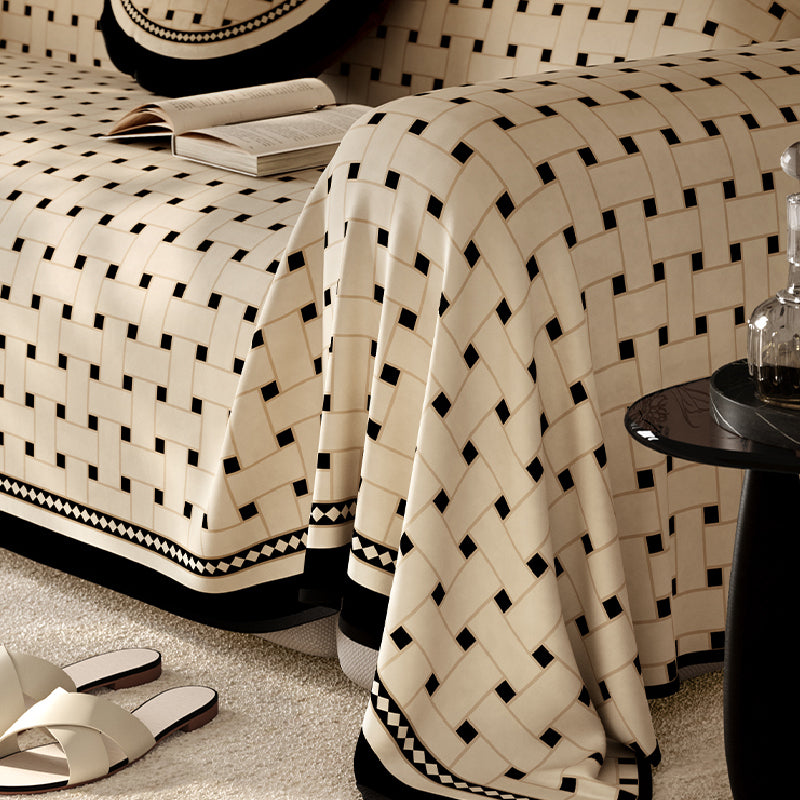 BROWN RETRO TILE SOFA COVER