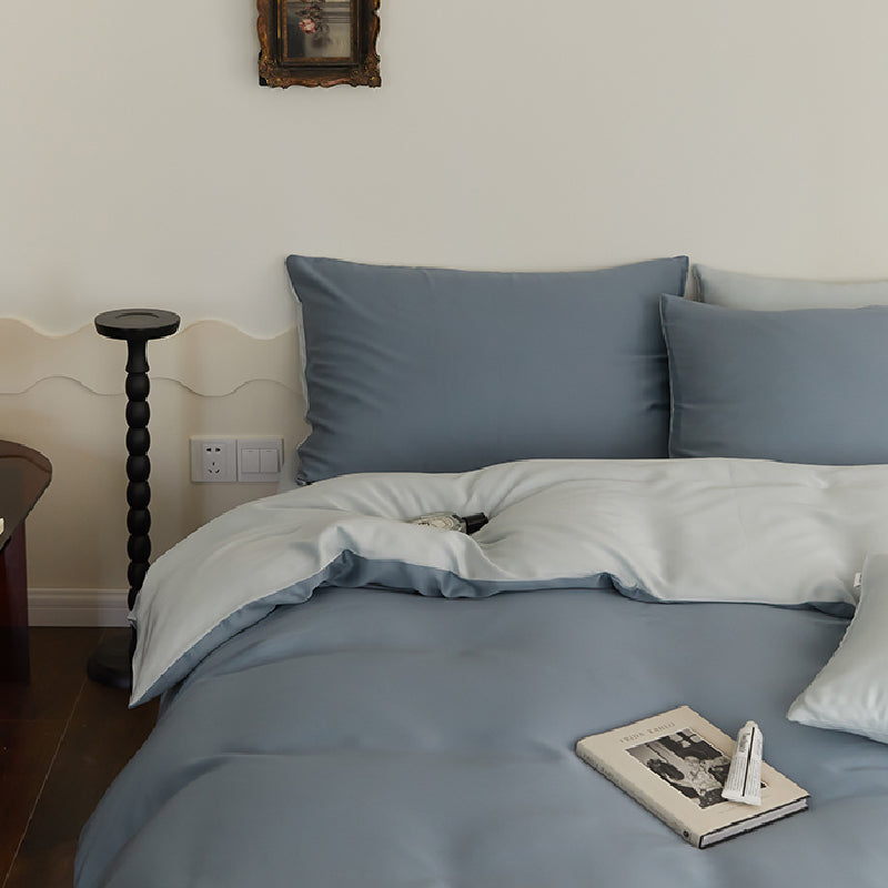 two-tone simple cotton bedlinen set