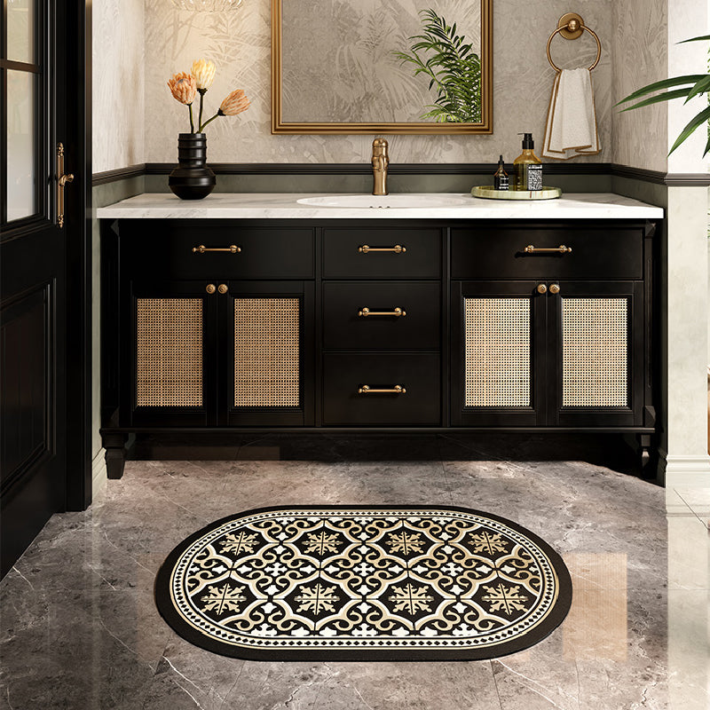 4design black morocco tile bath mat