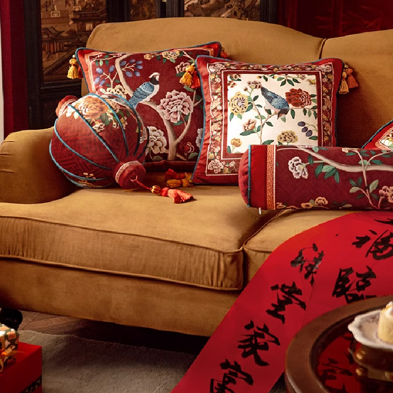 5design burgundy elegance flower cushion