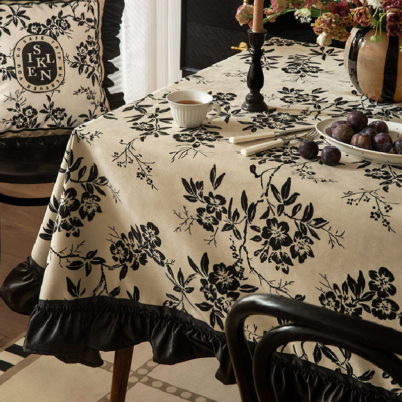 monotone floral table cloth