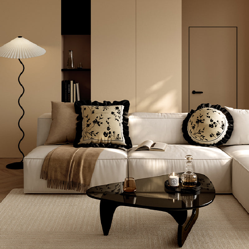 black moon light frill cushion