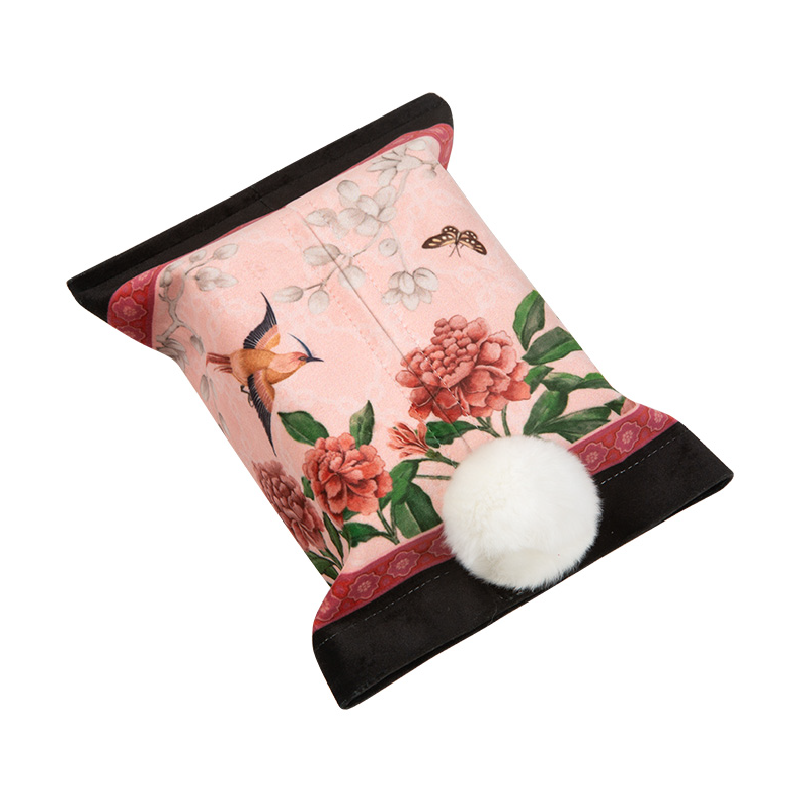 2color black pink rabbit tail tissue case