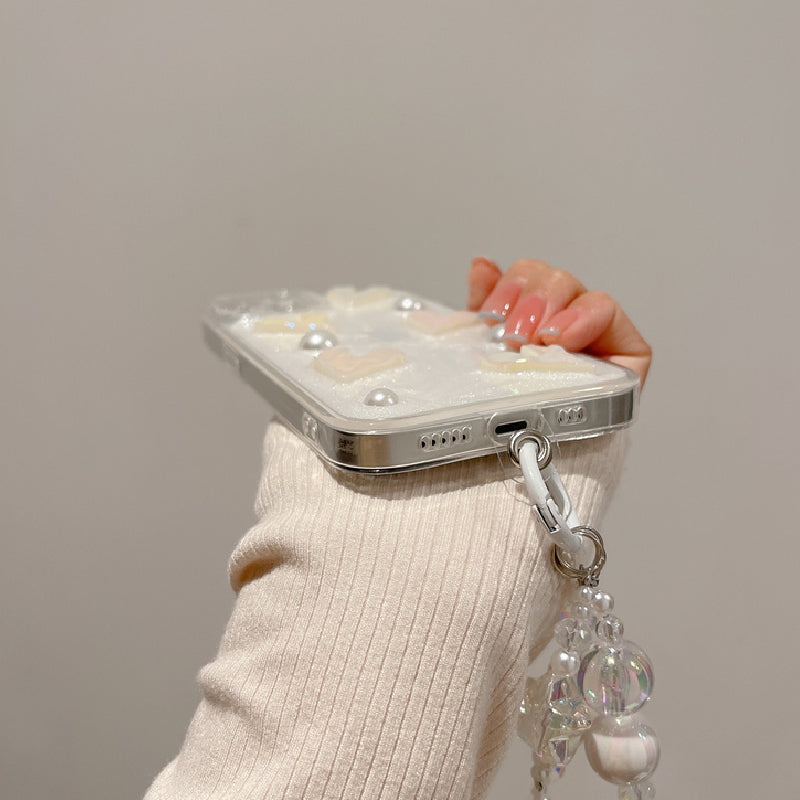white pearl heart iphone case