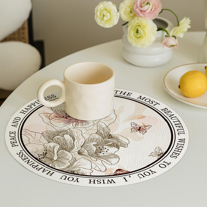 6design fancy floral round place mat