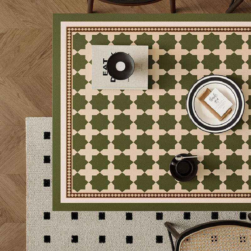 green retro tile square table mat