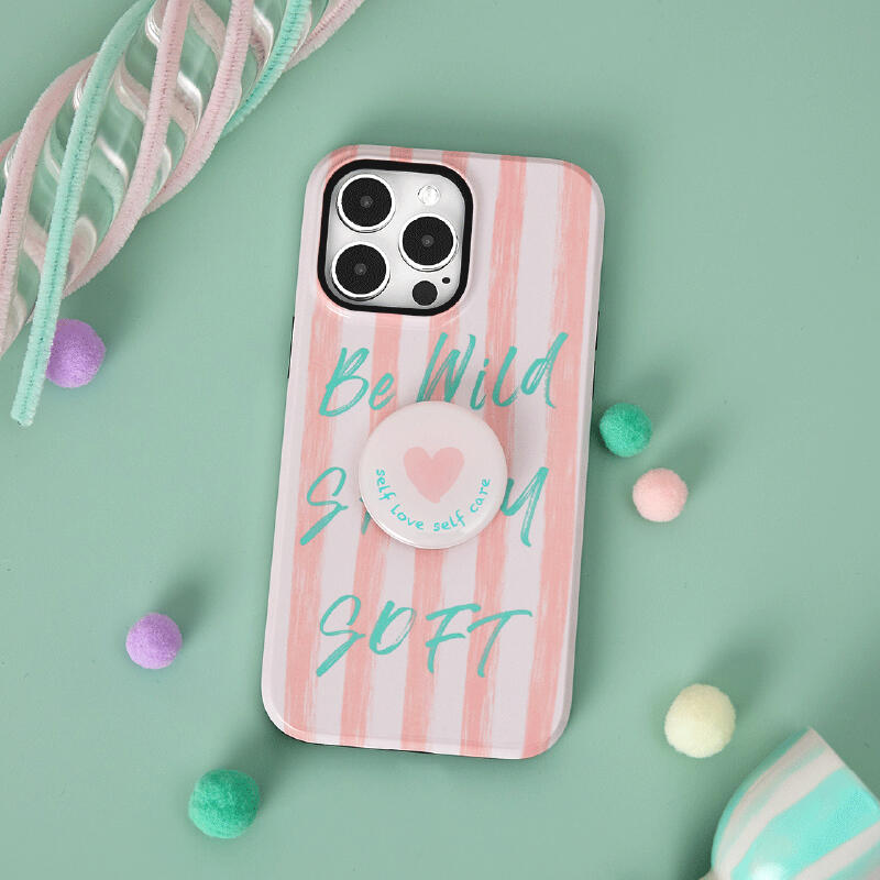 pink stripe logo iPhone case