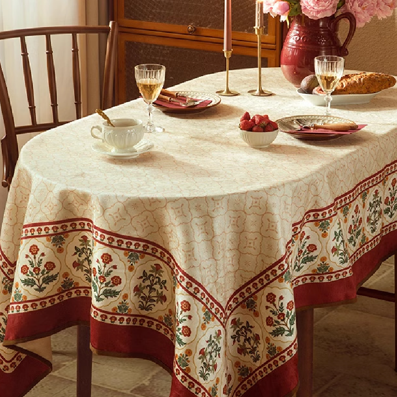 white red flower elegance table cloth