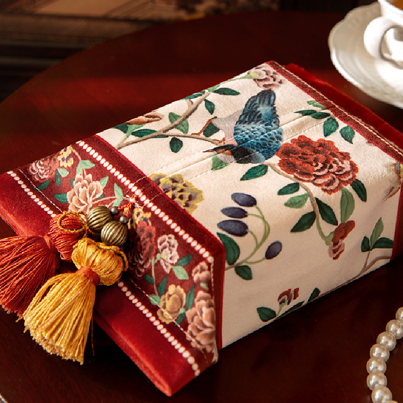 white red flower elegance tissue case