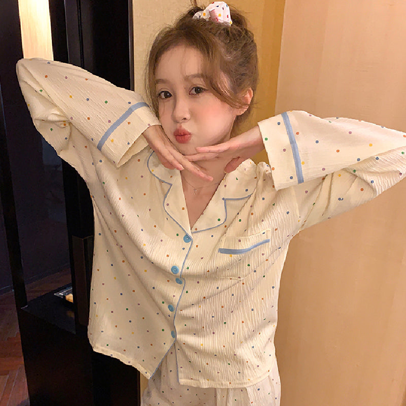 casual blue piping roomwear