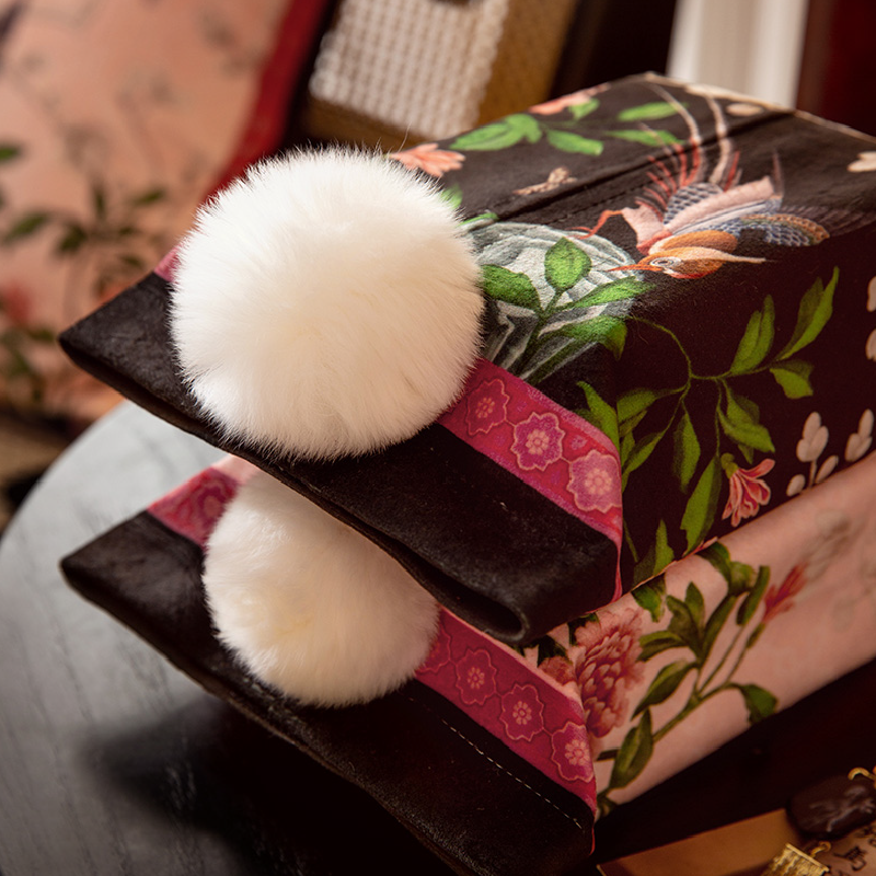 2color black pink rabbit tail tissue case