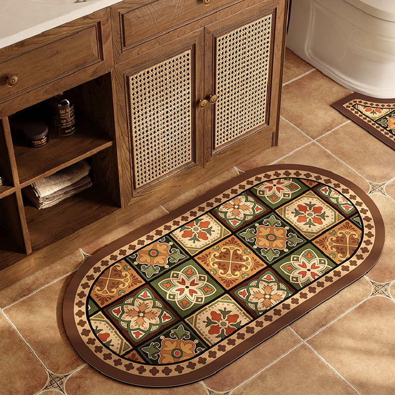 exotic brown flower toilet mat
