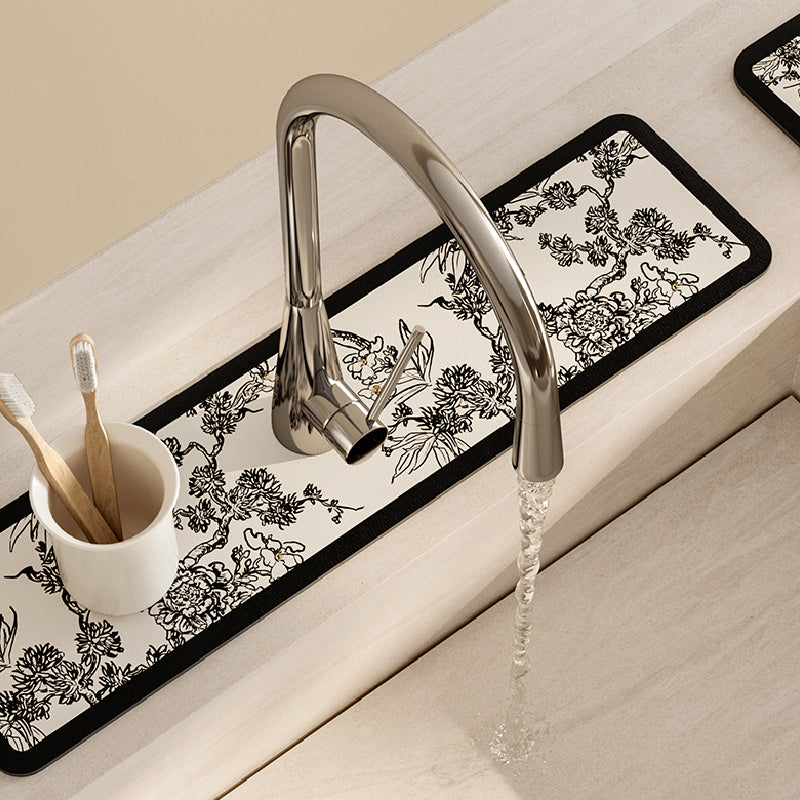 monotone floral bathroom coaster