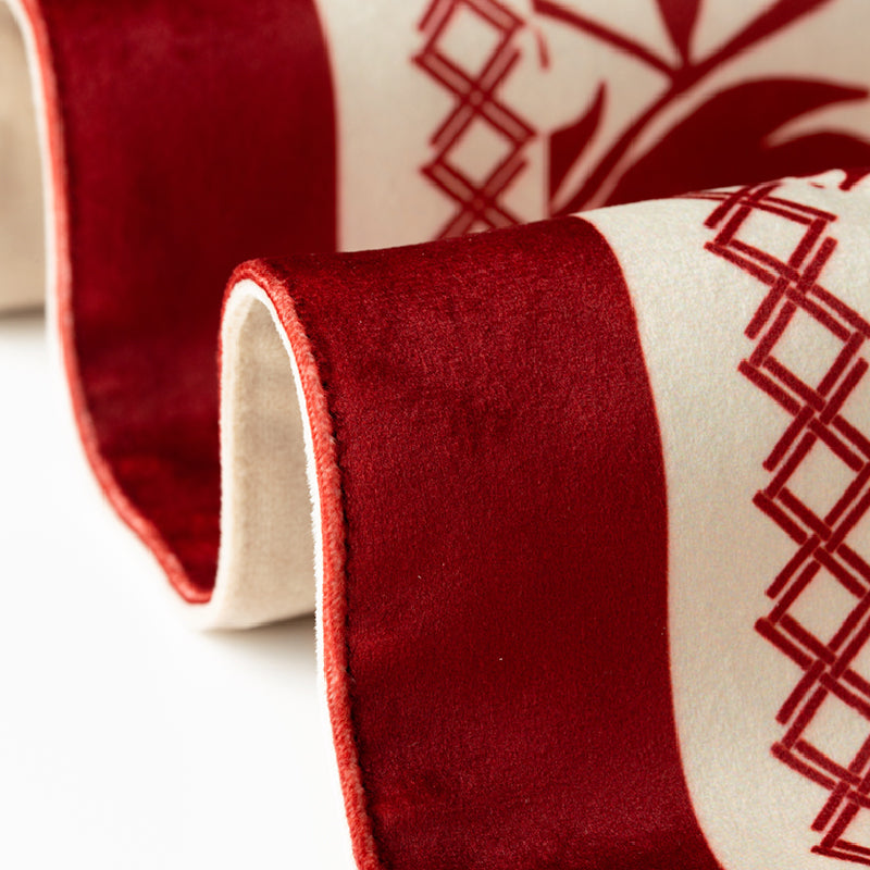 burgundy red fower table runner