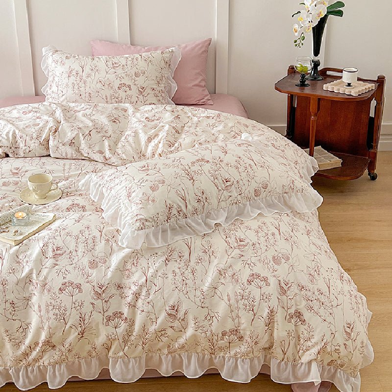 white frill girly bedlinen set