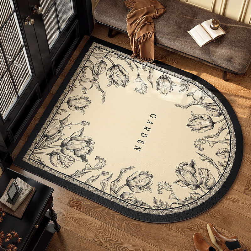 2design black bloom tulip door mat