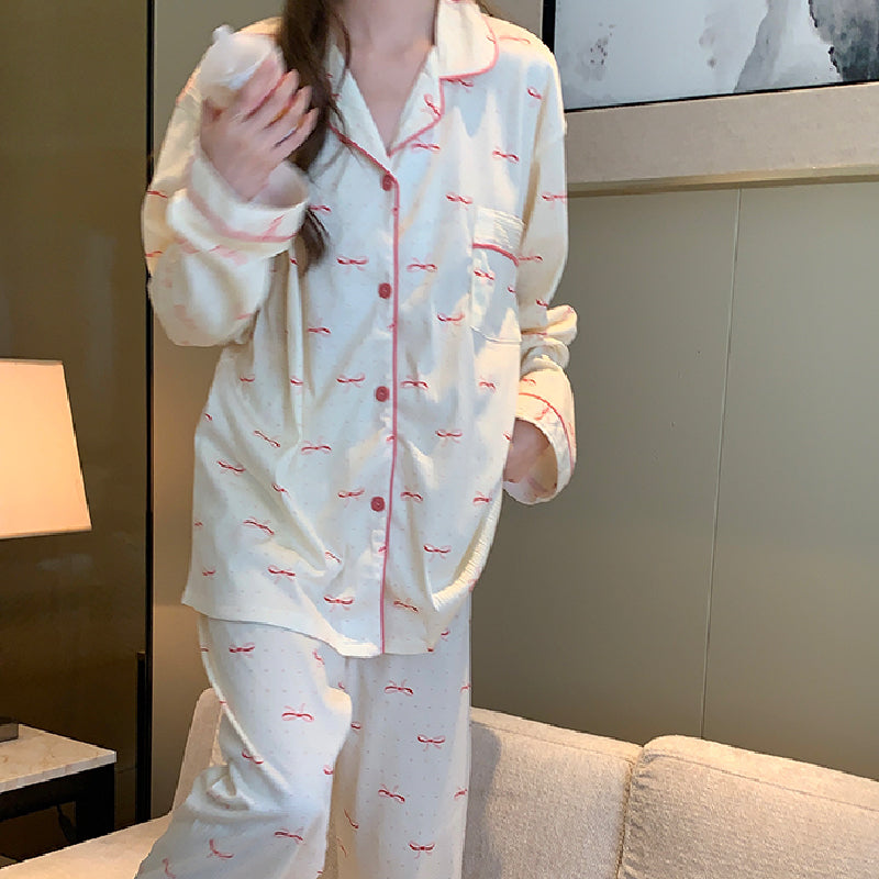 2type ribbon pink piping roomwear