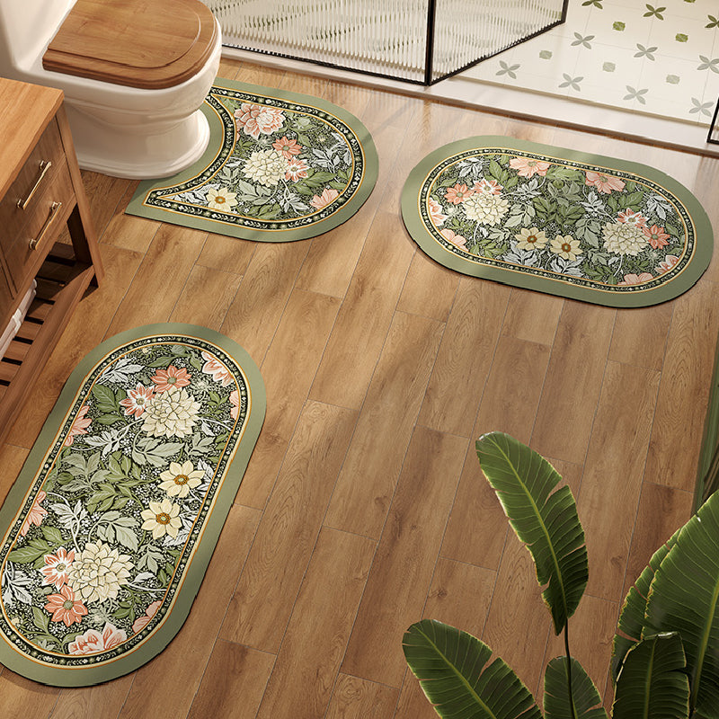 elegance floral green toilet mat