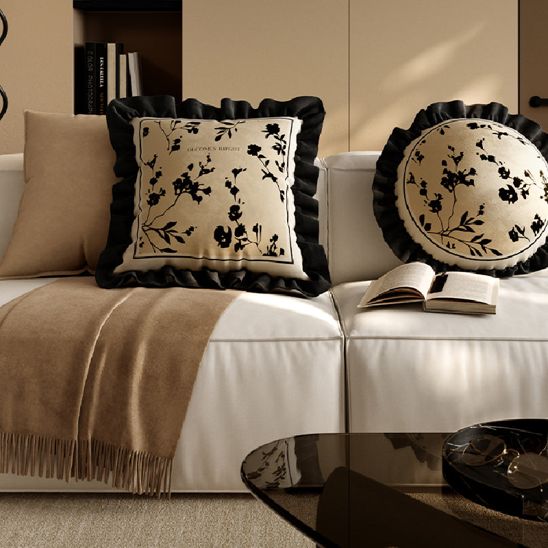 black moon light frill cushion