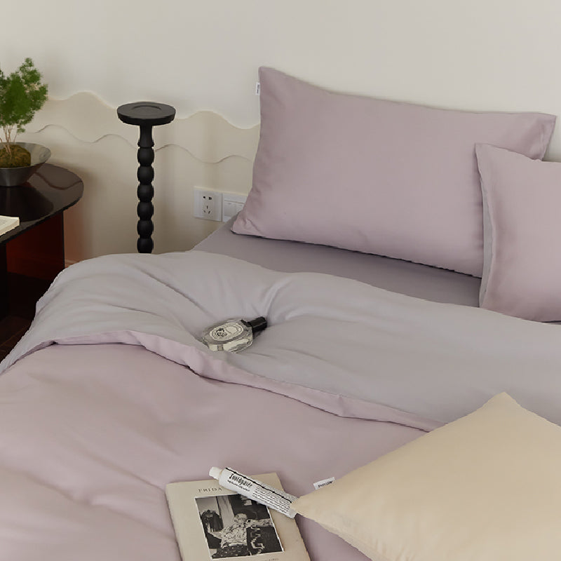 two-tone simple cotton bedlinen set