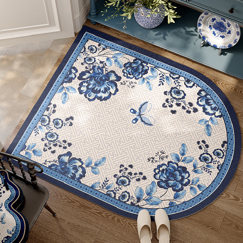 2design blue flower elegance door mat