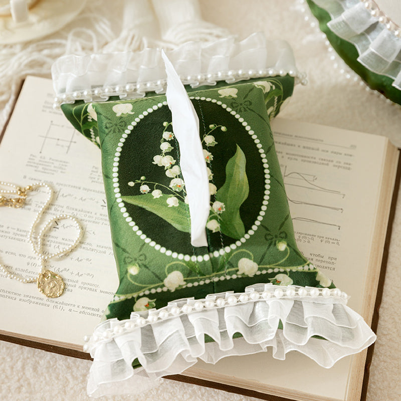 green flower frill tissue case