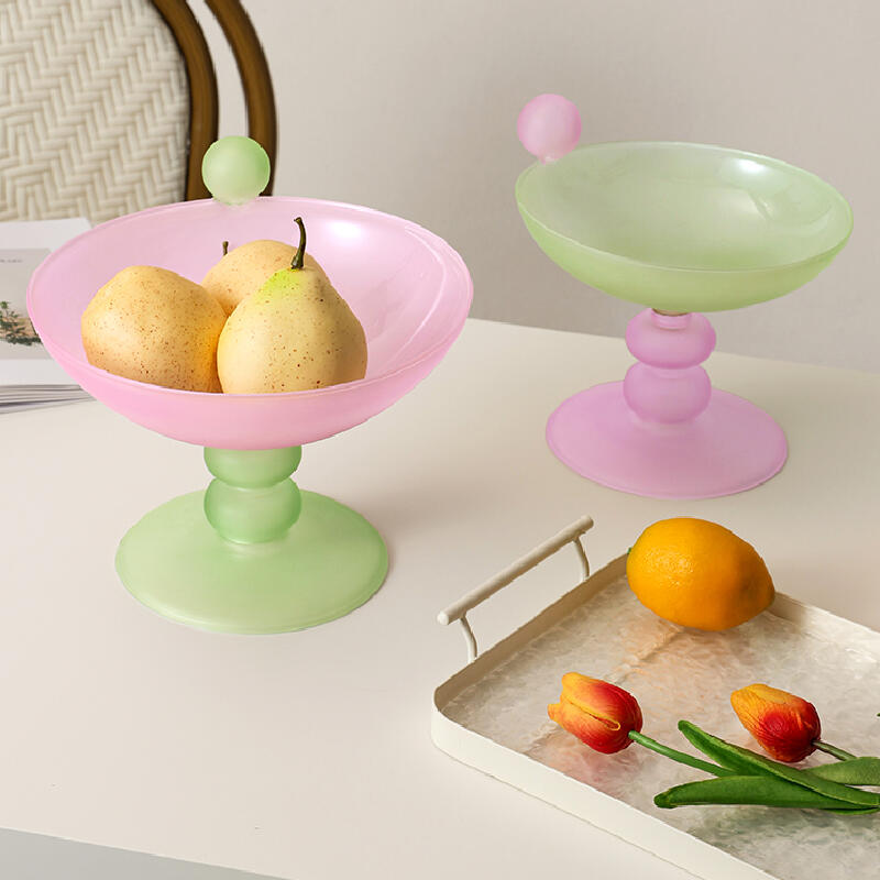 3color pastel bicolor glass fruits tray