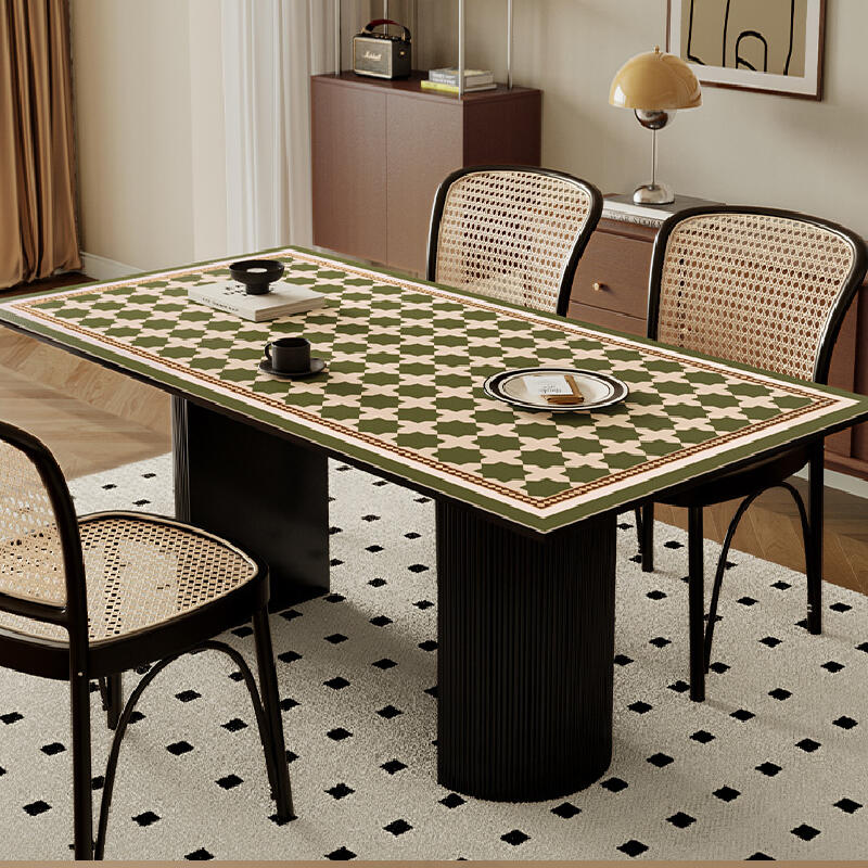 green retro tile square table mat