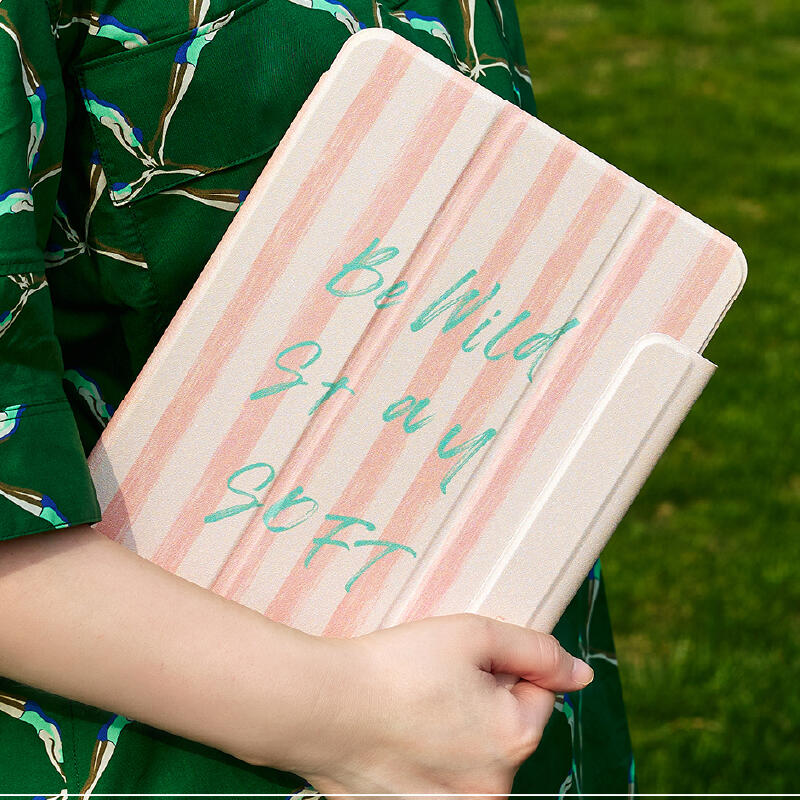 pink stripe logo iPad case