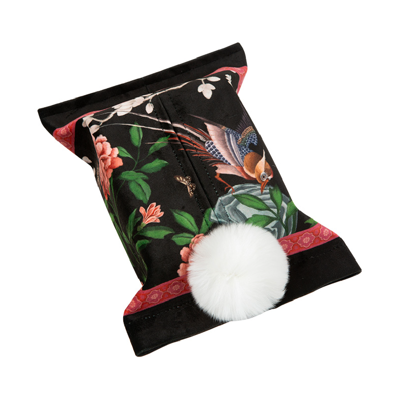 2color black pink rabbit tail tissue case
