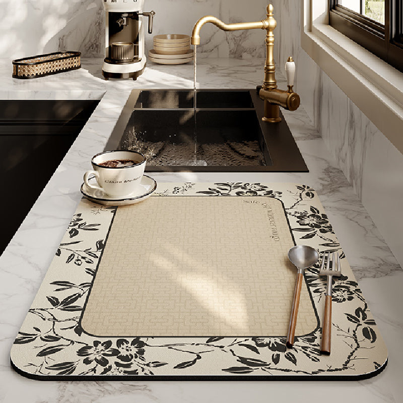 2design monotone floral sink mat