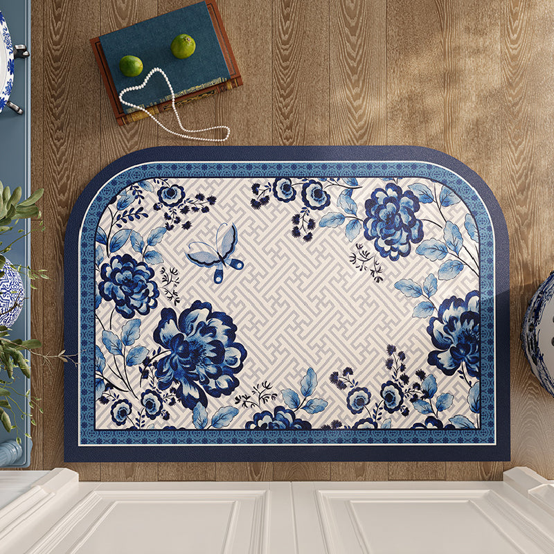 2design blue flower elegance door mat