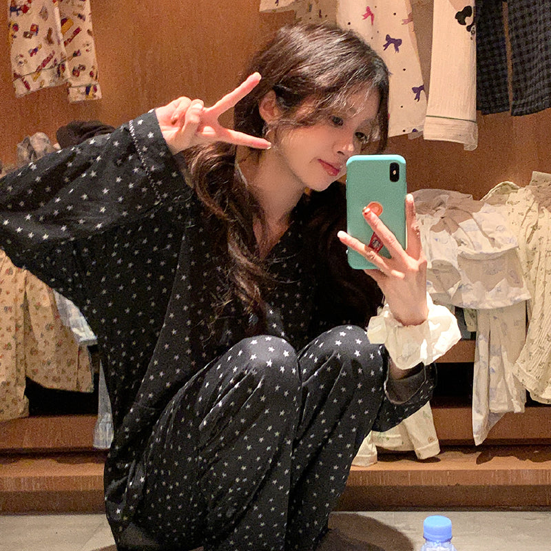 simple casual black dot room wear