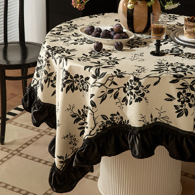 monotone floral table cloth