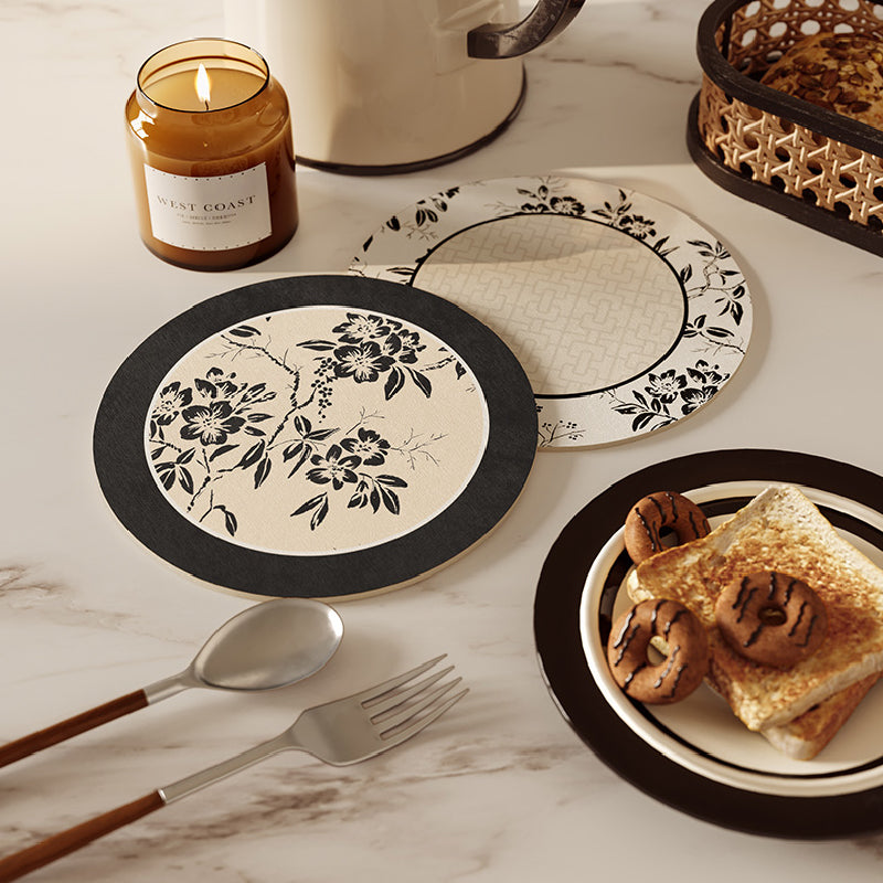 2design monotone floral round coaster