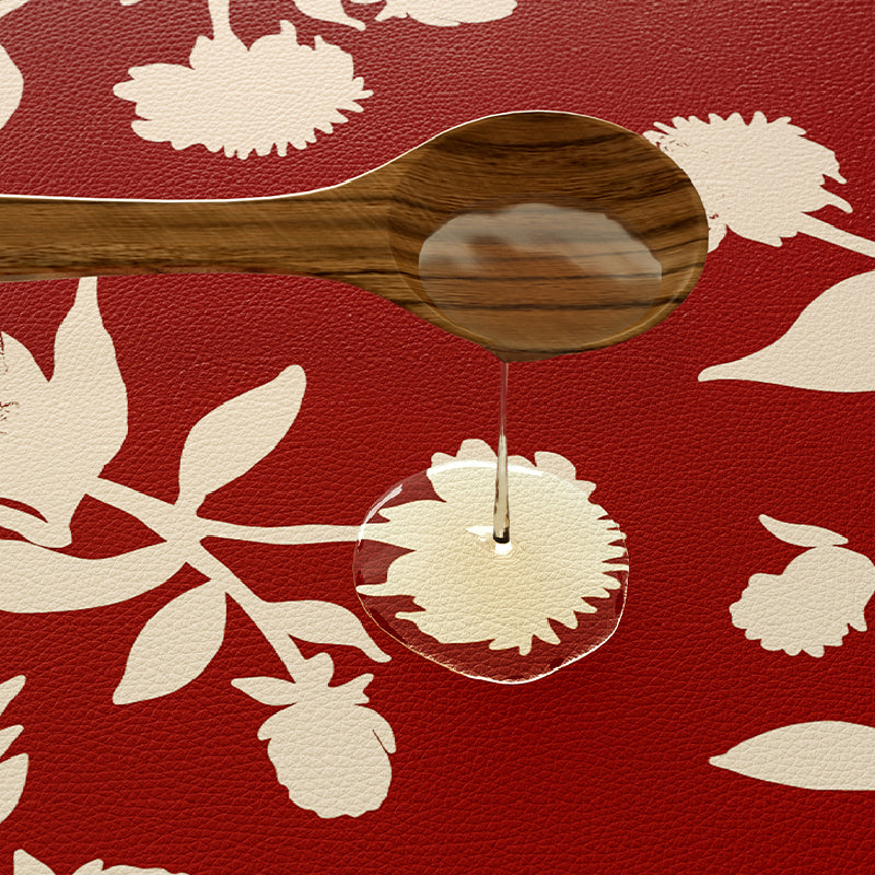 2design burgundy red fower round place mat