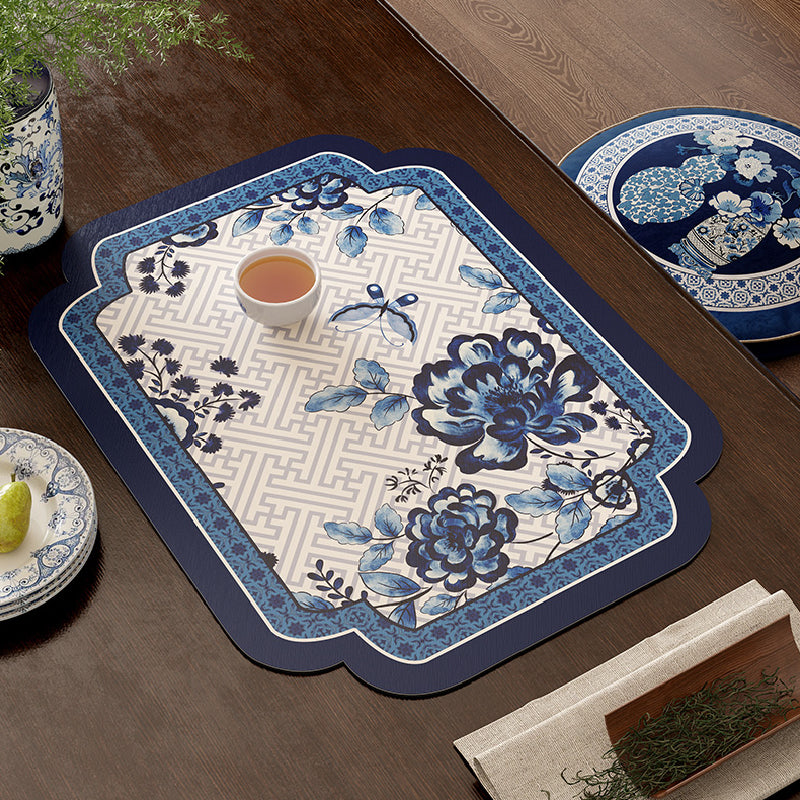 blue flower elegance sink mat