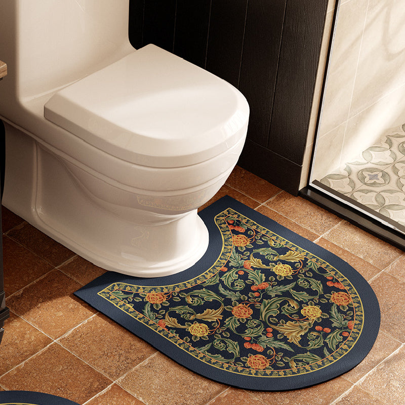 elegance floral navy toilet mat
