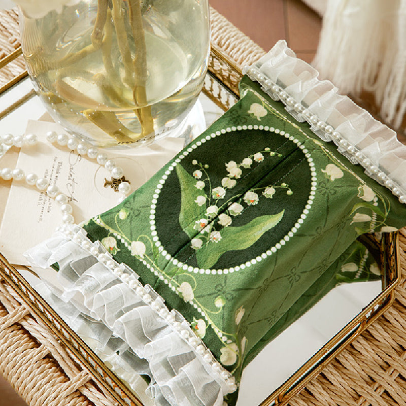 green flower frill tissue case