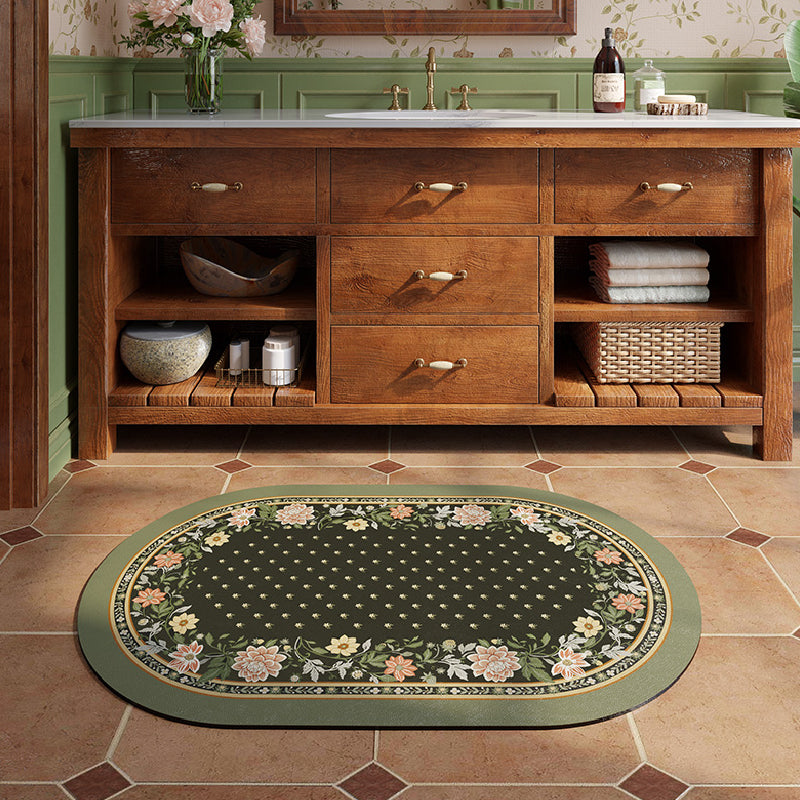 2design green floral bath mat