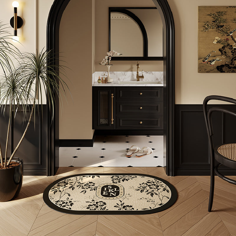 monotone floral bath mat