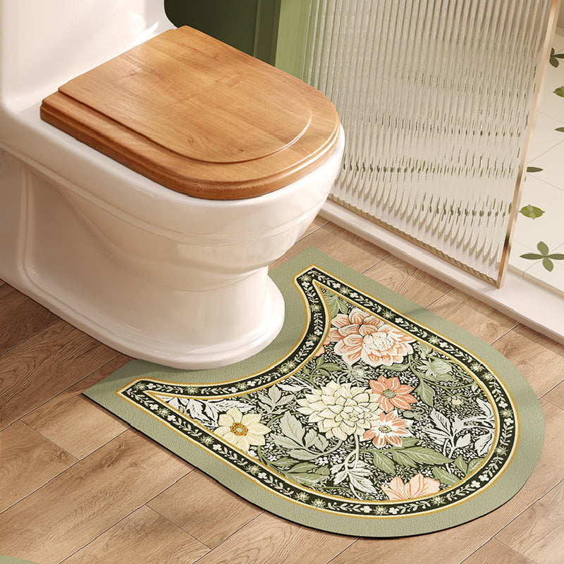 elegance floral green toilet mat