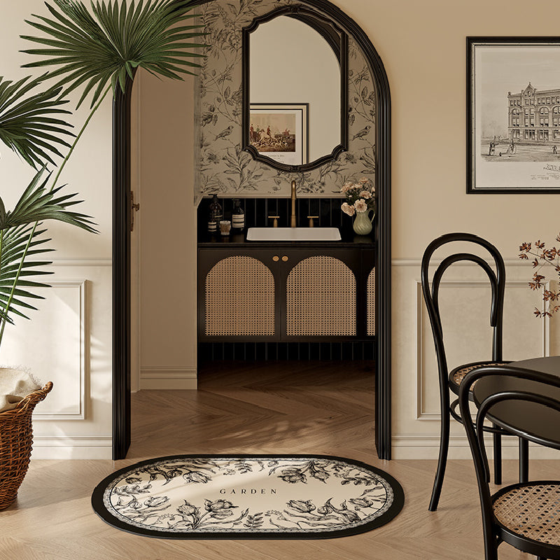 2design black bloom tulip bath mat