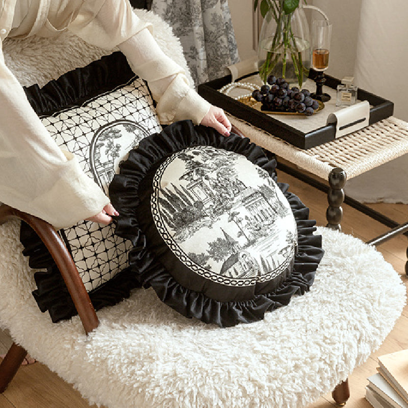 3design black frill elegance cushion