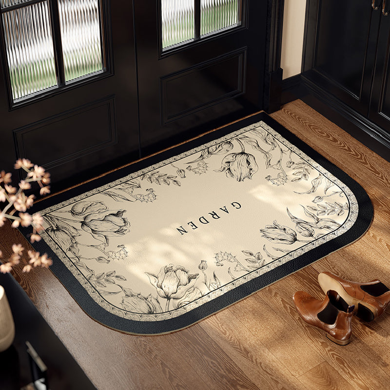 2design black bloom tulip door mat