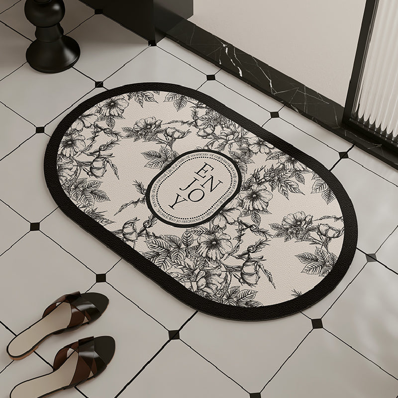 4design elegance monotone flower bath mat